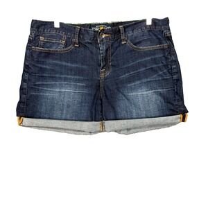 Lucky Brand Shorts Womens 14 32 Blue Dark Wash Cut Off Double Roll Denim‎ Jorts